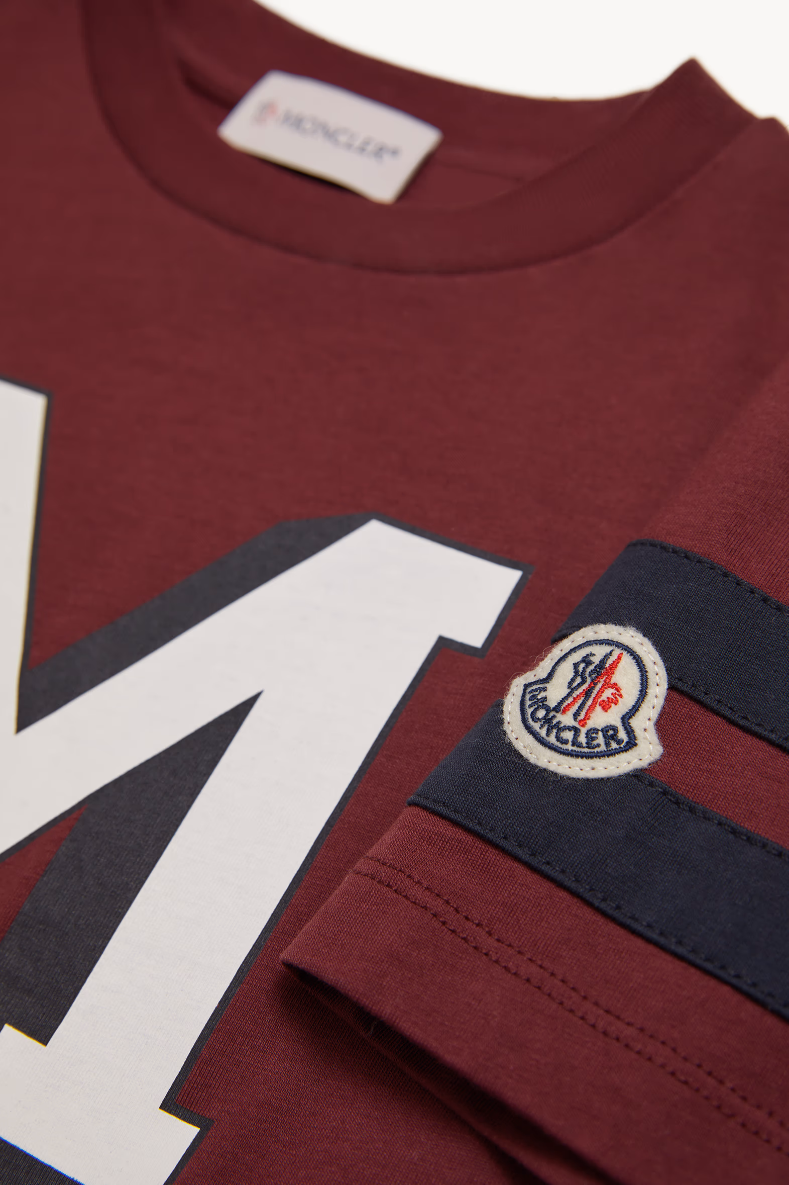 T-shirt en coton à monogramme universitaire Garçon Bordeaux Moncler 3